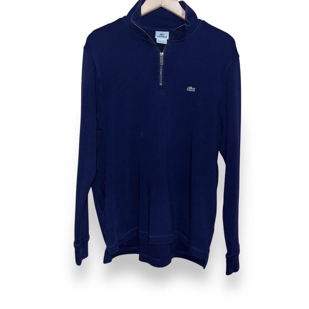 Lacoste Men's Crocodile Quarter-Zip Deep Blue Sweatshirt Sz 6